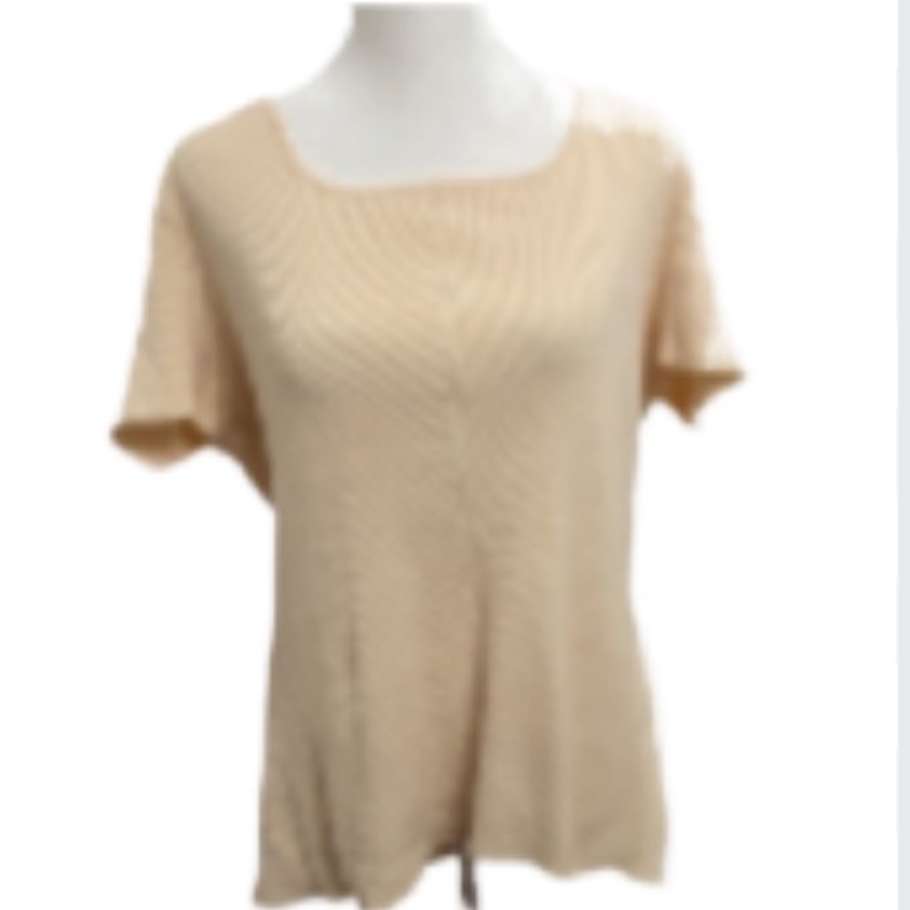 GUC Jones New York Beige Ribbed Blouse Size: Xl